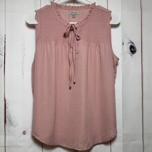 Pink Papaya tie-front sleeveless blouse / Large / Sku0023